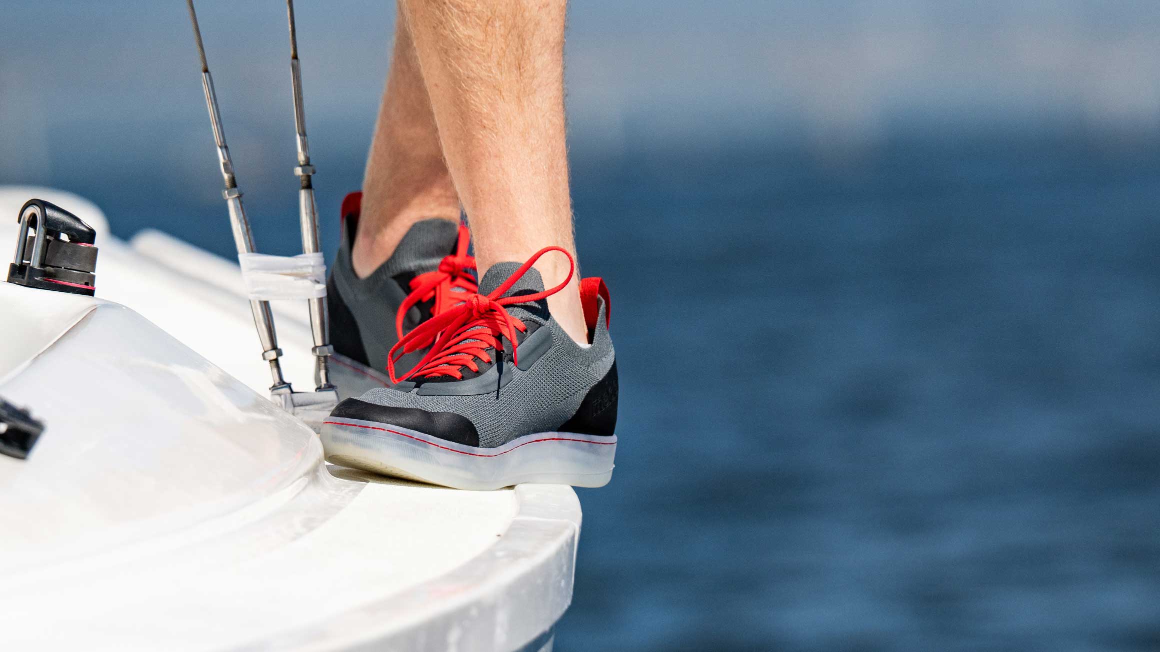 custom sailing shoes on a boat